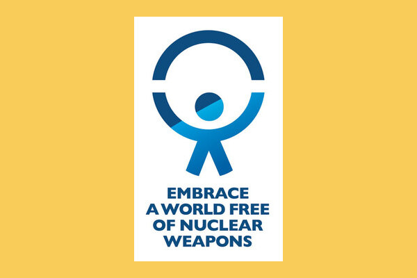 Image with text "Embrace a world free of nuclear weapons"