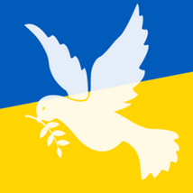 Peace dove with Ukrainian flag colors as a background